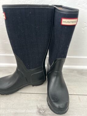 Hunter Original Black Tall Rubber & Fabric Rain Boots